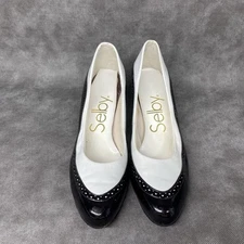 VINTAGE Selby Black & White 7 Countess Womens Heels Shoes READ