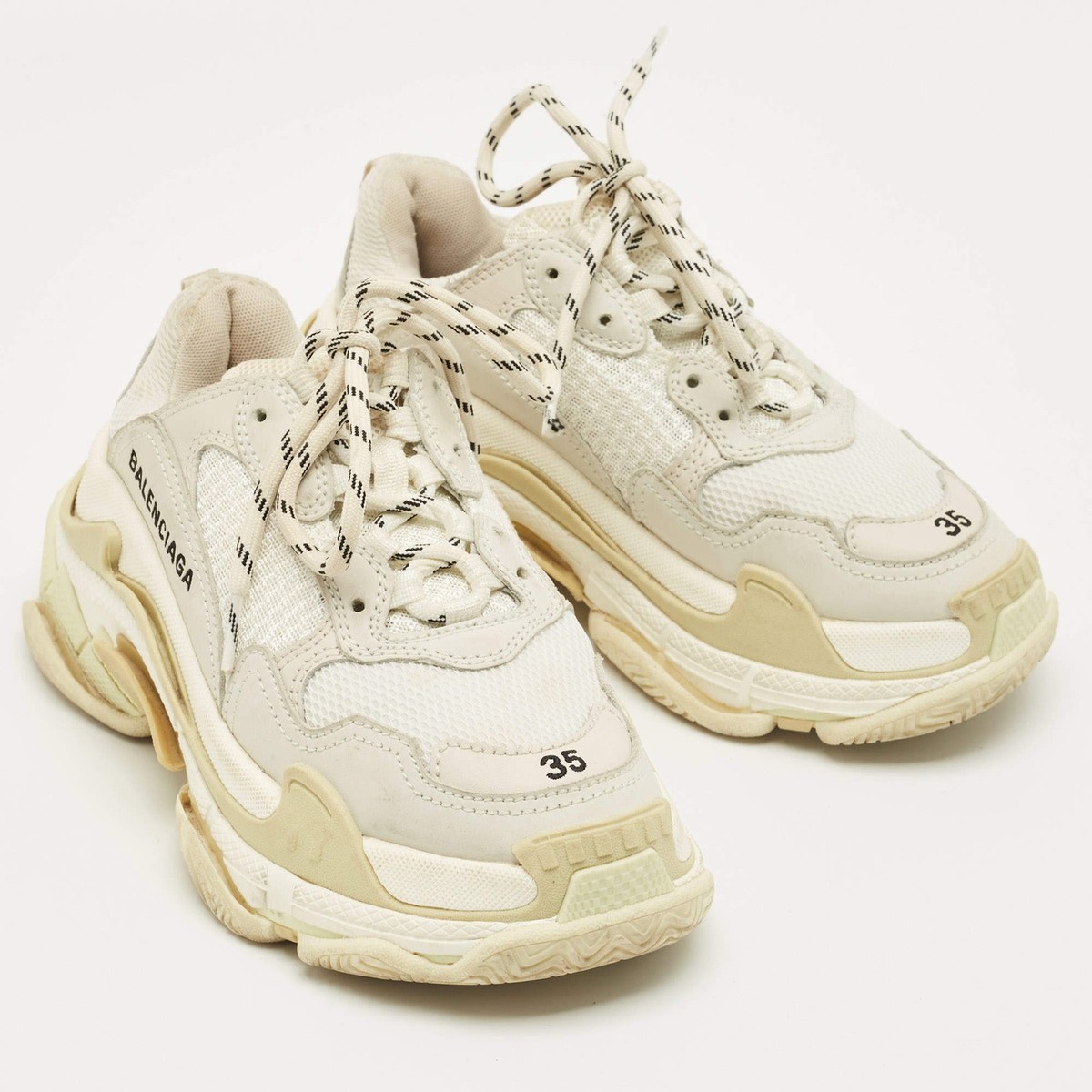 Balenciaga Triple S Size 35 White Leather and Mesh Low Top