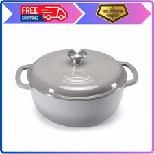 6 Quart Enameled Cast Iron Dutch Oven with Lid Heavy Duty Cooking Pot Gray