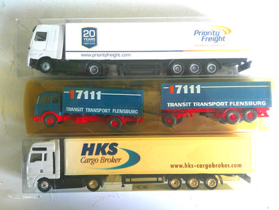 3 x LKW MB MAN Priority Freight / 17111 / HKS ADTRUCKS u.a. 1:87 / H0