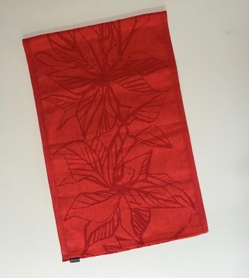 Jokipiin Pellava Finland Table Runner Orange Red Flower 50 Linen 50 Cotton