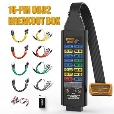  AUTOOL OBD2 Breakout Box 16-Pin OBDII Protokoll Detektor KFZ ECU Diagnostische
