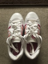 K-Swiss White trainers with Blue accent Stripes, ladies Size 6