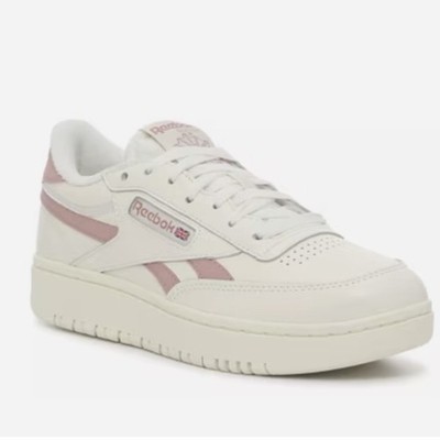 Women s- Reebok Classic Club C Double Chalk Smokey Rose Stripes - Size 8 US