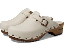 Sanita Kristel Cream White Wood Leather Clogs Size UE 40 US 9.5-10
