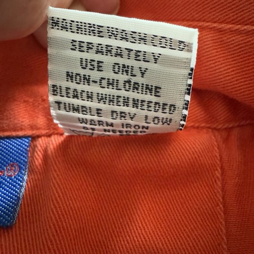 Men's 3XL Biker Motorcycle Pin Up Frayed Cotton Heritage Button up Orange Shirt - Picture 12 of 12