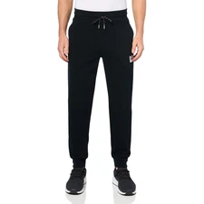 Hugo Boss Men's Silver Logo Cuffed Sweatpants, Black