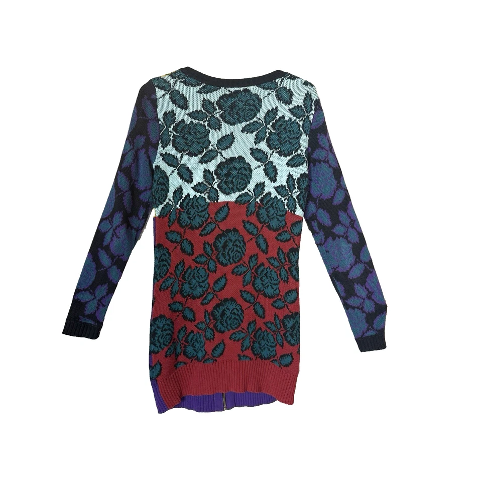 Vestido Suéter Cárdigan Túnica Rosas Estampado Múltiple Vintage Betsey Johnson Y2K Talla S Foto 4 de 4