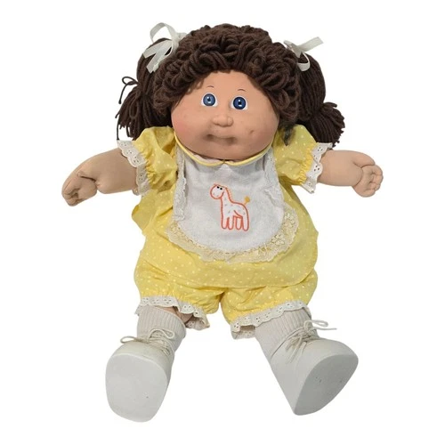 Vintage 1985 Coleco Cabbage Patch Kids Doll Brown Hair Blue Eye