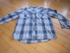 Designer Gin Tonic Herren Hemd blau beige grau kariert Jeans Stil Gr. XL