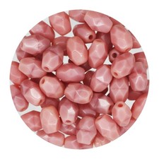 Glass Beads Oval Pink Opaque 6mm x 4mm Czech Fire Polished