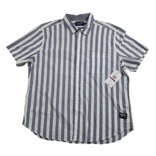 Nautica Performance Stretch Short Sleeve Button Up Shirt Size 2XL Blue Stripe