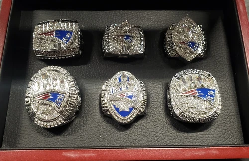 Patriots NFL Championship 6 Ring Set W Box