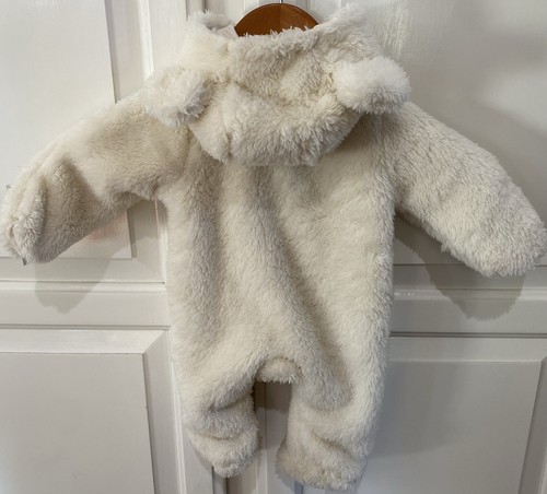 NWT Carter's Hooded Fleece Bunting White Baby Coat with Zipper & Snap Newborn - Picture 5 of 9