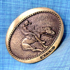 End Of The Trail Belt Buckle American Indian Saga Vtg Award Design Medals.QRT837