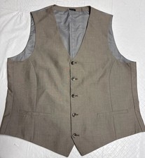 J Ferrar Suit Vest Sz L Slim 5 Button Pit To Pit 22   L 26  Beige/ Gray