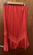 VINTAGE MARKS  SPENCER SIZE UK 12-14 RED PETTICOAT UNDER SKIRT SLIP SATIN BNWT