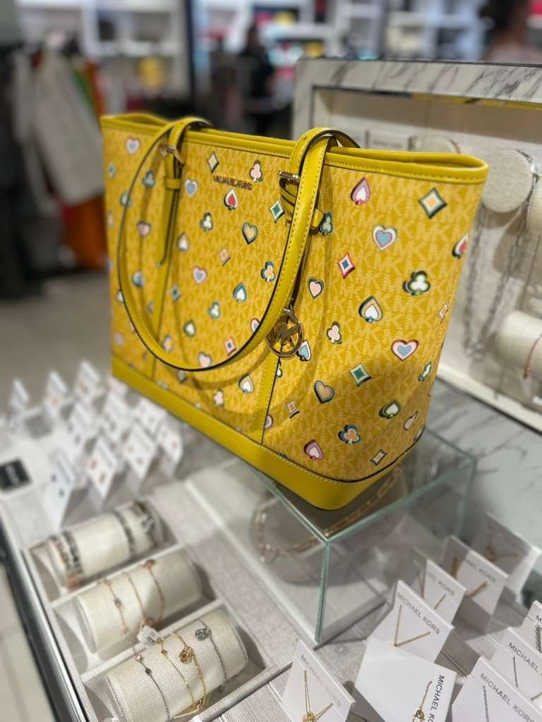 Michael Kors Large Women Fashion Yellow Handbag Purse Tote Shoulder Bag Lady MK