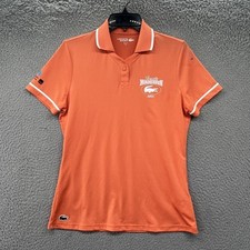 Lacoste Polo Shirt Womens 38 Orange Performance Miami Open Ultra Dry Tennis