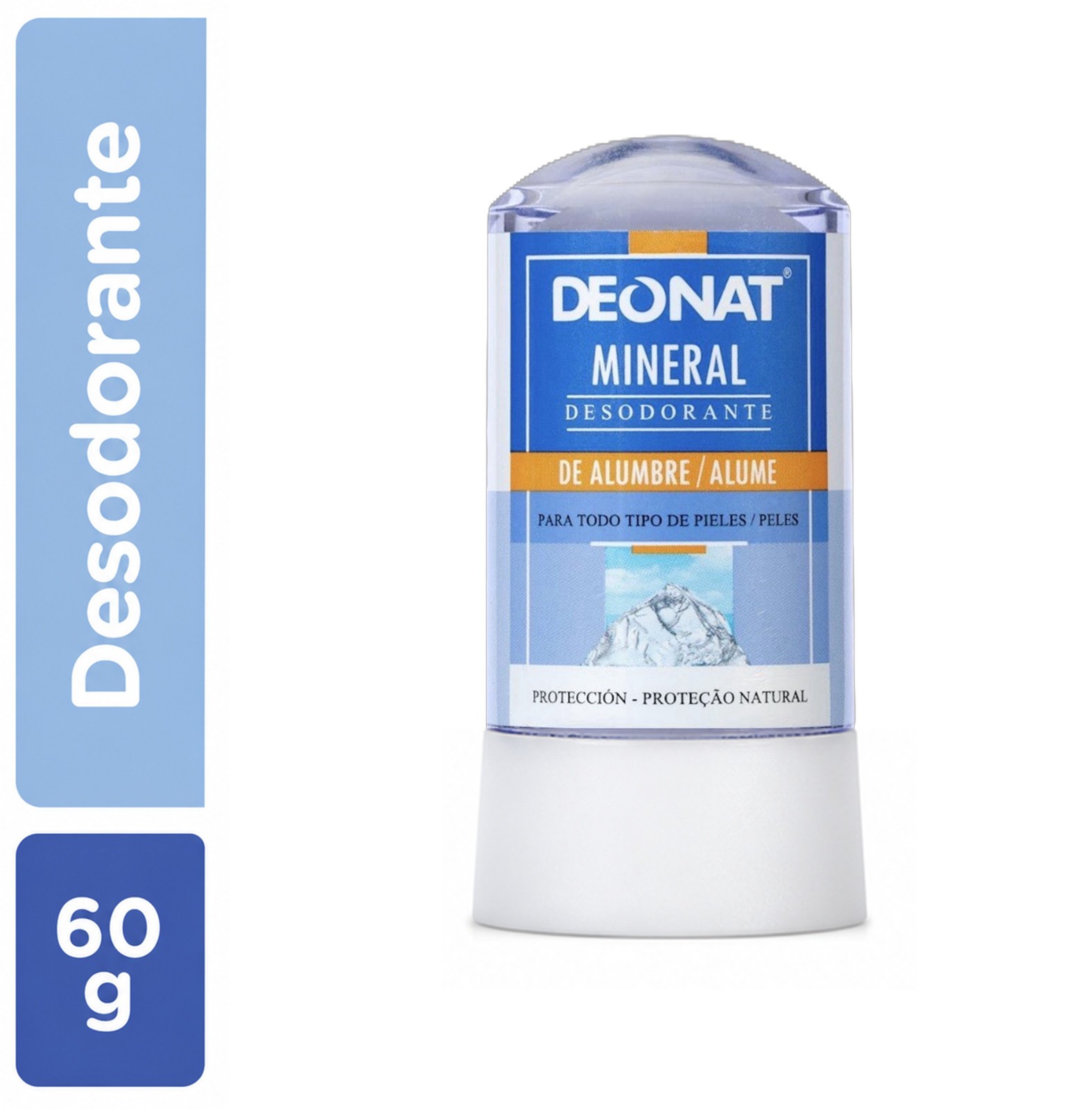 Deonat Natural Mineral Alum Stone Deodorant, 60G, Fragrance-Free