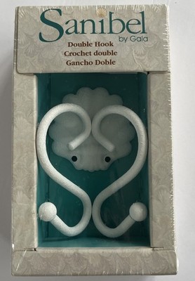 VTG Seashell Double Bathroom Wall Hook Towel Robe White Beach Sanibel Gala NIP