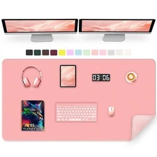 Large Desk Pad 47.2" x 17" PU Leather Desk Mat for Desktop Non-Slip Office De...