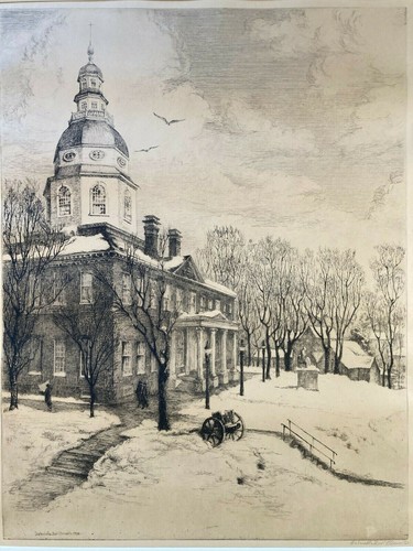 Gabrielle Clements "Annapolis State House" Etching Ltd Edition Framed No Glass - Picture 2 of 12