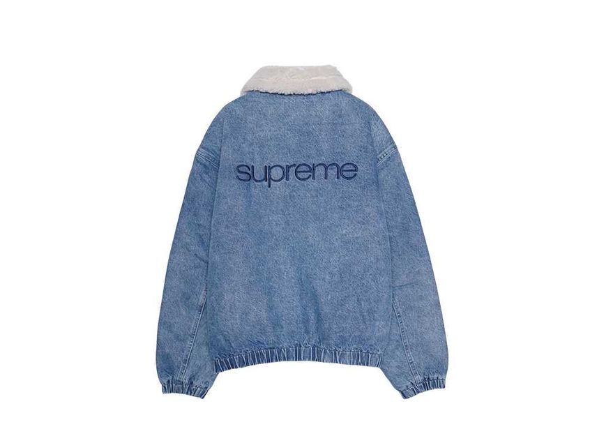 Supreme Faux Shearling Lined Bomber Jacket Denim | eBay