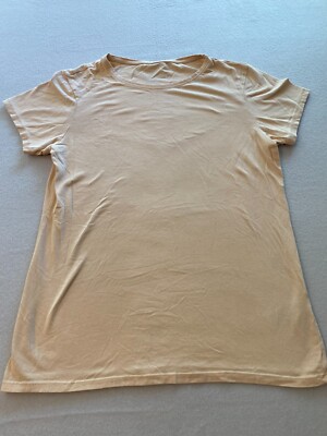 Primark T-Shirt Womens Large Peach Stretch Crew Neck Short Sleeve Basic Tee