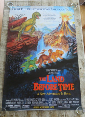 DAS LAND VOR DER ZEIT ORIGINAL 1988 HALBE U-BAHN FILMPLAKAT Don Bluth SELTEN RIESIG!