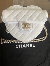 New Large 22s Rare Chanel Heart Bag Clutch With Gold Hardware Box & Dust Bag