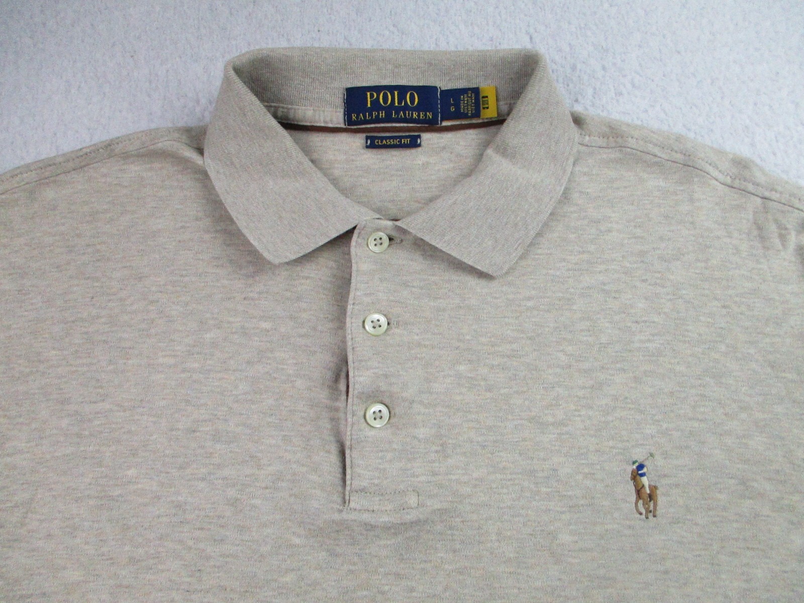 Polo Ralph Lauren camicia uomo XL vestibilità classica beige manica lunga pony logo casual