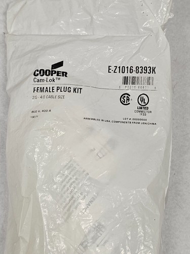 Cooper Cam-Lok Female Plug 2/0 - 4/0 Cable 600V 400A E-Z1016-8393K / EZ10168393K - Picture 2 of 2
