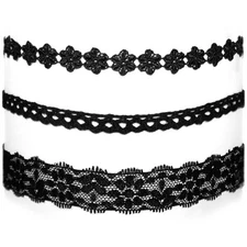 Black Lace Choker Flower Tattoo Gothic Vintage Collar Necklace 90s