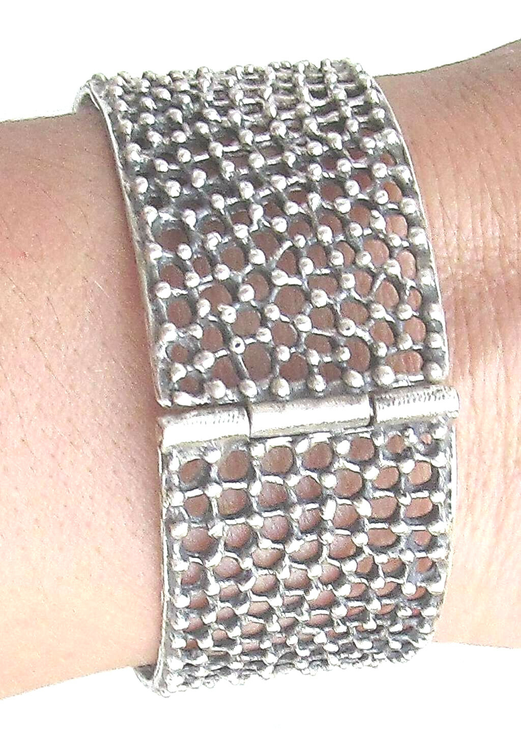 Art Deco solid silver sterling pierced bangle bra… - image 5