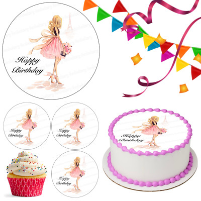 Happy Birthday Frau essbar Tortenaufleger Party Deko Feier Cupcake