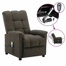 Massage Recliner Taupe Fabric vidaXL