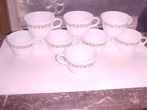 Set Of 8 Vintage Pyrex Corning Ware Corelle Butterfly Gold Coffee Tea Cups  VGC