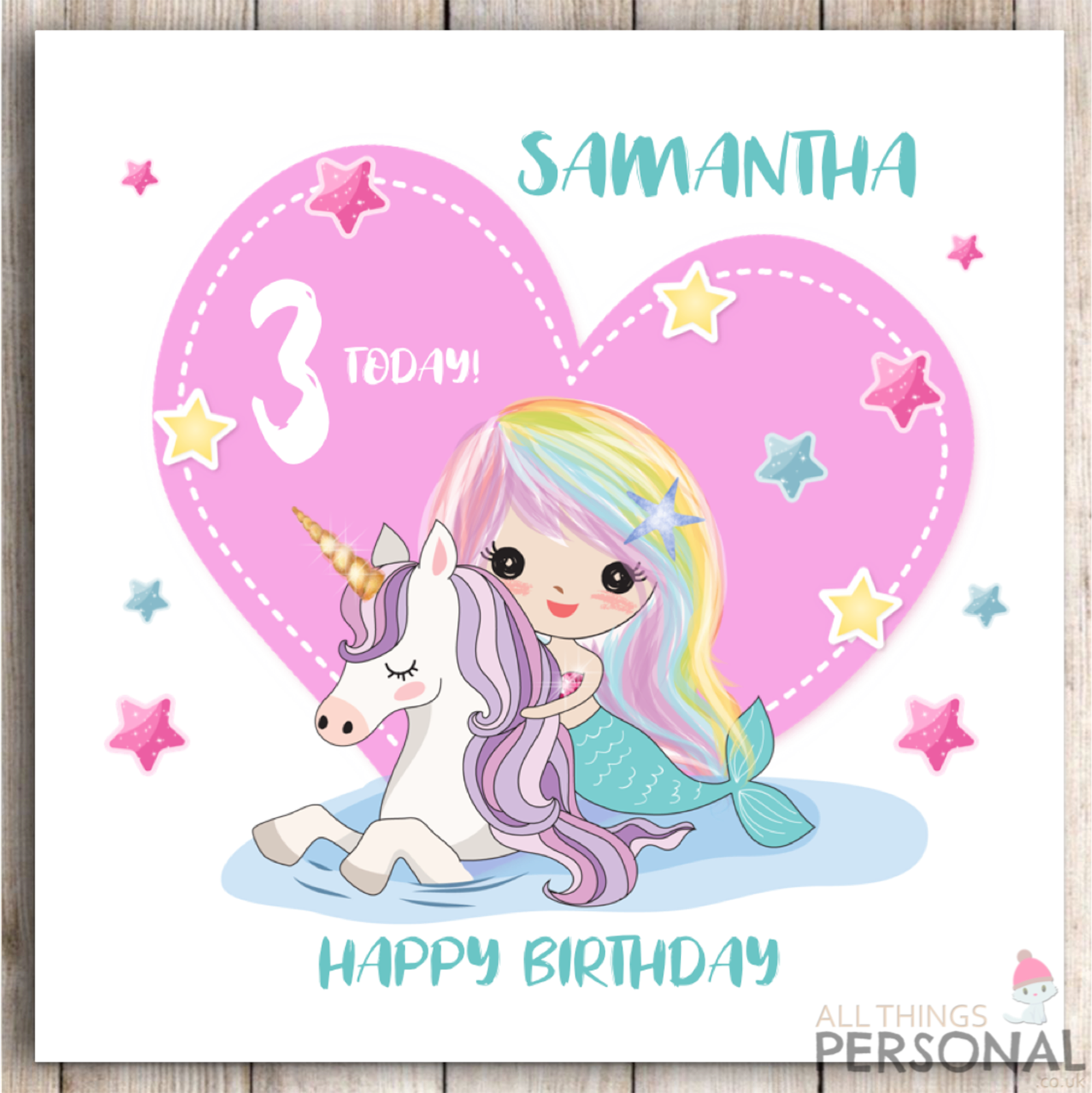 Unicorn Mermaid Birthday Card Daughter Niece Granddaughter Girl 3rd 4th 5th 6th