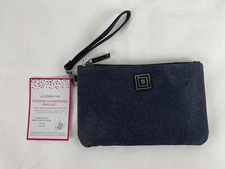 Liz Claiborne Blue Glitter Sparkly Smart Phone Charging Wallet iPhone/Android