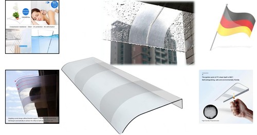 KDGUDYS Vordach aus Polycarbonat für Haus, Terrasse, transparent, wetterfest,... - Bild 2 von 10