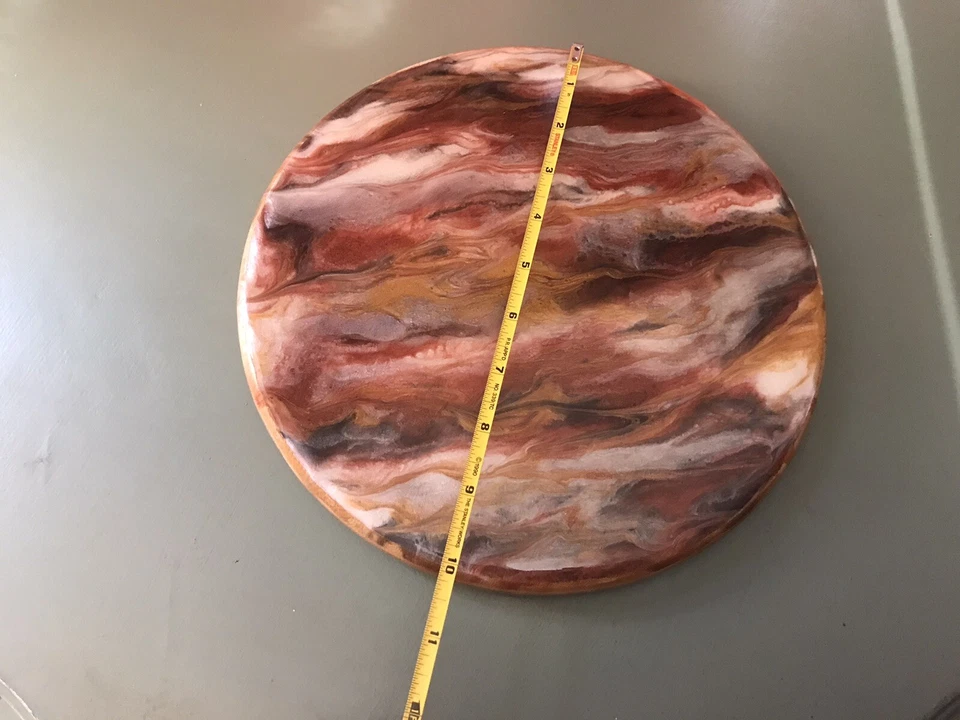 Bamboo Lazy Susan Hand Applied epoxy Resin 10” Beautiful! One Of A Kind! - Image 2 of 3