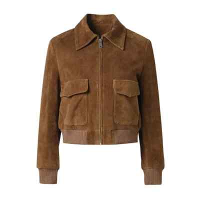 Casual Classy Handmade Brown Women Genuine Soft Pure Suede Leather Jacket  Biker