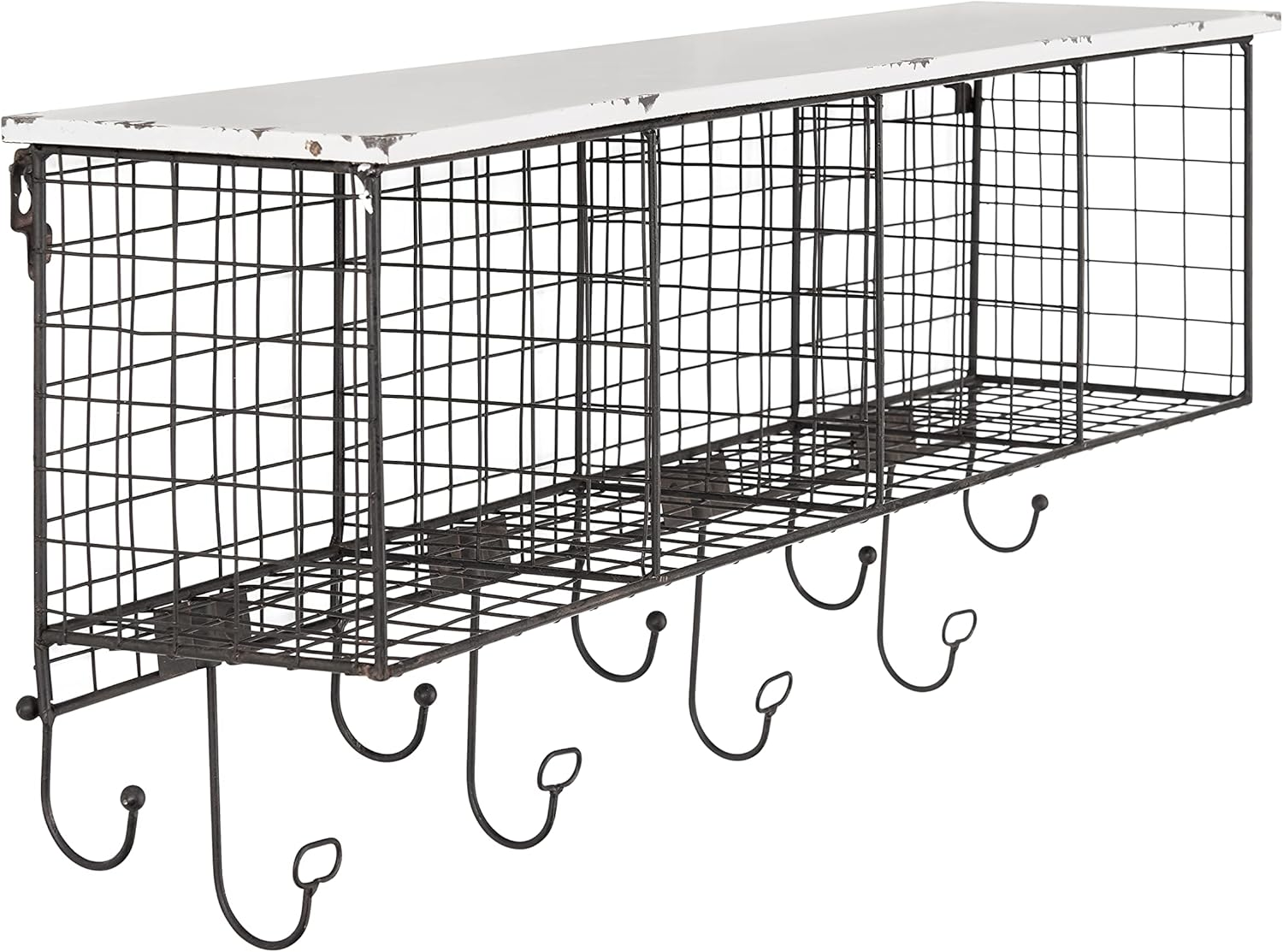 4 Cubby Wall Shelf, White, 6.5