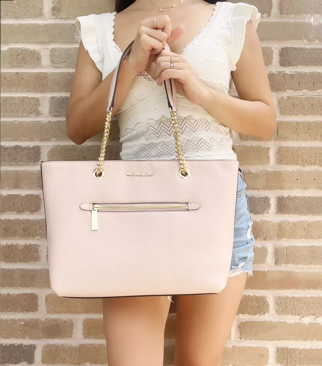 White Michael Kors Purse With Gold Chain