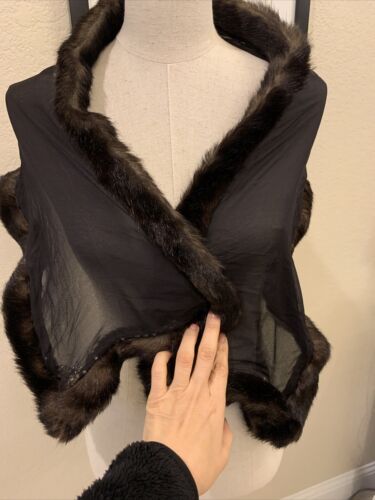LesAge Made In France Women’s Silk Sheer Fur  Sha… - image 1