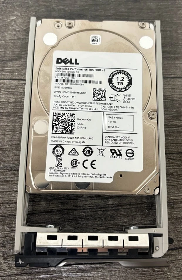 Disco Duro Dell ENTERPRISE 1.2 TB SAS 10K RPM 2.5" - Para Servidores, Hot Swap, Modelo AL14SEB120NY