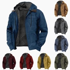 Men's Casual Solid Color Winter Fleece Hoodie Zip Jacket Hoody Sweater Warm