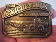 1985 AGRICULTURE BACKBONE OF AMERICA BELT BUCKLE - BRONZE - LIMITED EDITION GW-5
