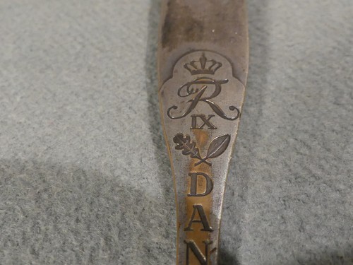 alter Brieföffner Emaille Königswache R IX Danmark versilbert 22 cm - Picture 6 of 7